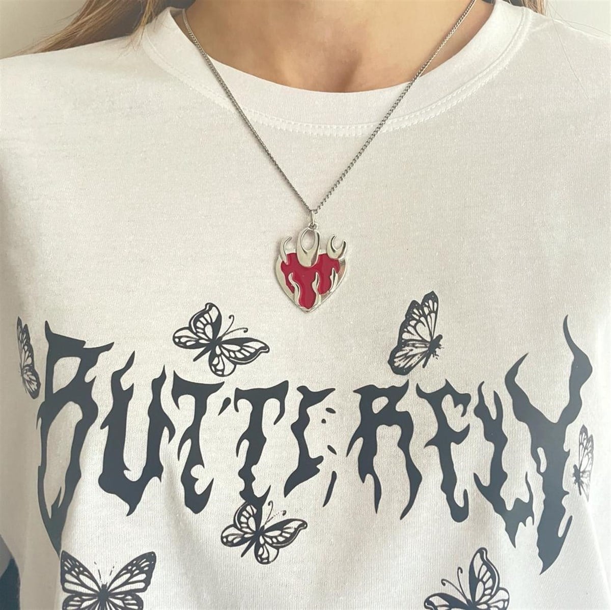 Red Flamme Heart Tasarım Kolye