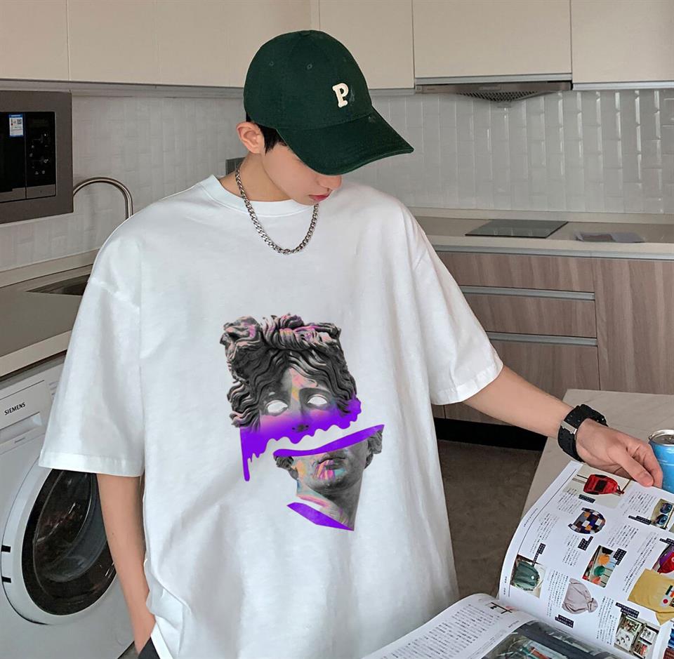 Sculpture Art Baskılı Beyaz Unisex Oversize T-shirt