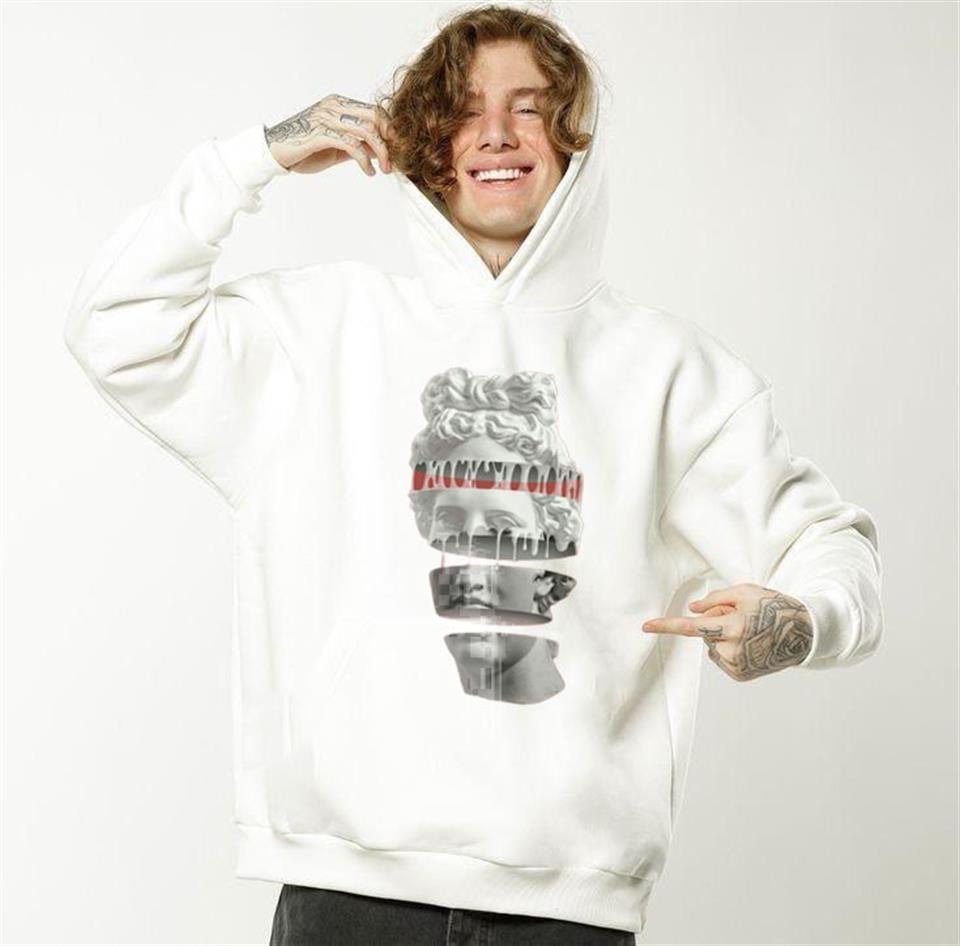 Segmented Head Beyaz Unisex Kapüşonlu Oversize Sweatshirt Hoodie