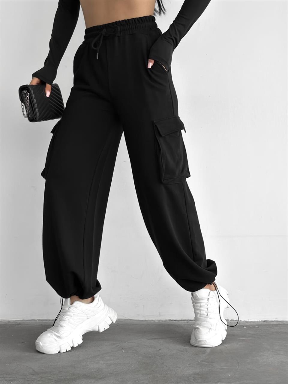 Sokak Tarzı Kargo Cepli Lastik Paça Unisex Jogger Fit Tracksuit