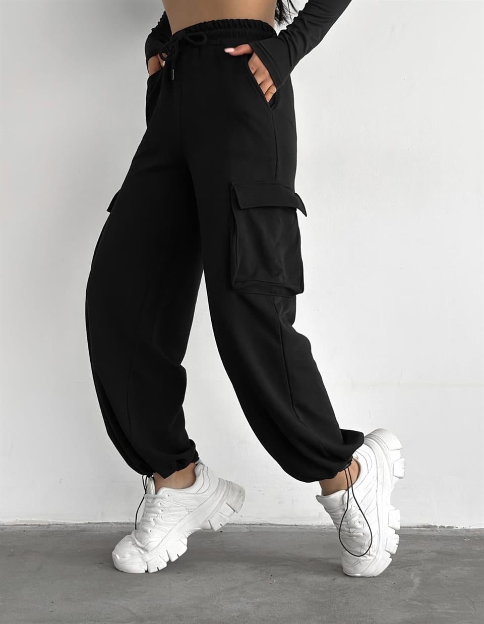 Sokak Tarzı Kargo Cepli Lastik Paça Unisex Jogger Fit Tracksuit