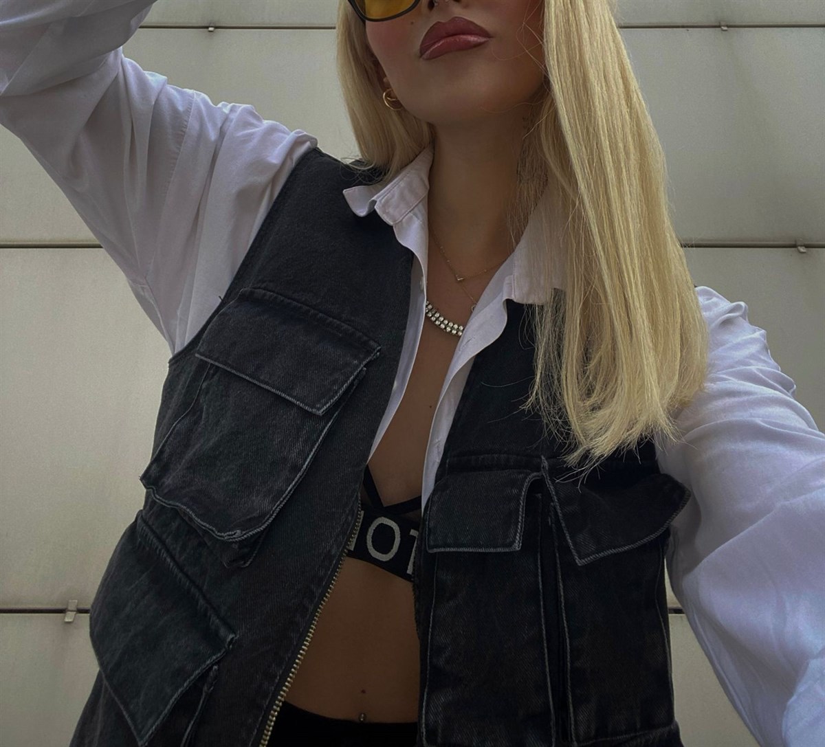 Sokak Tarzı Körüklü Cep Detay Denim Unisex Yelek