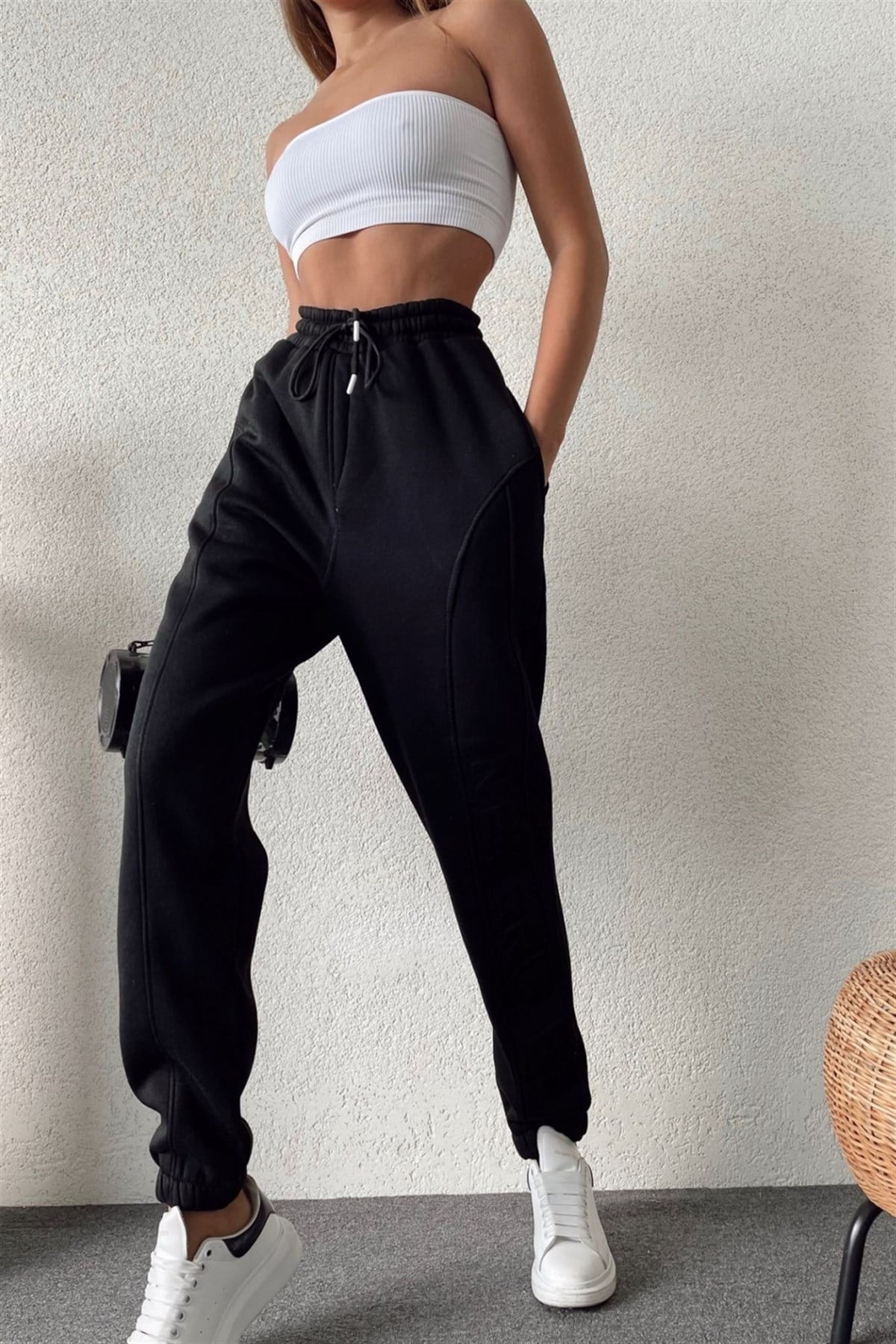 Sokak Tarzı Siyah Neverules Oversize Unisex Eşofman