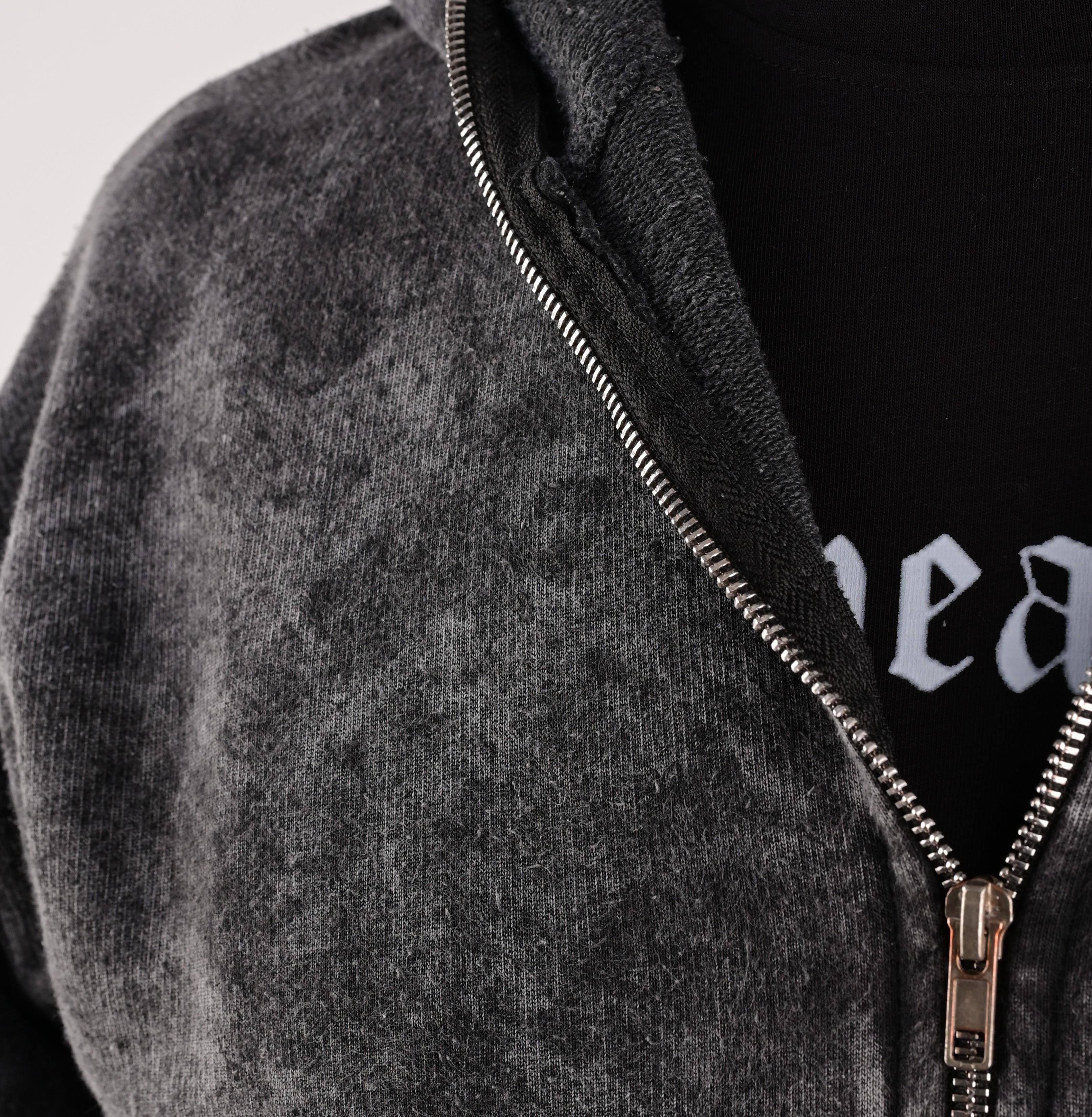 Spider-Man Head Baskılı Vintage Yıkamalı Full Zip Detail Unisex Oversize Kapüşonlu Hırka