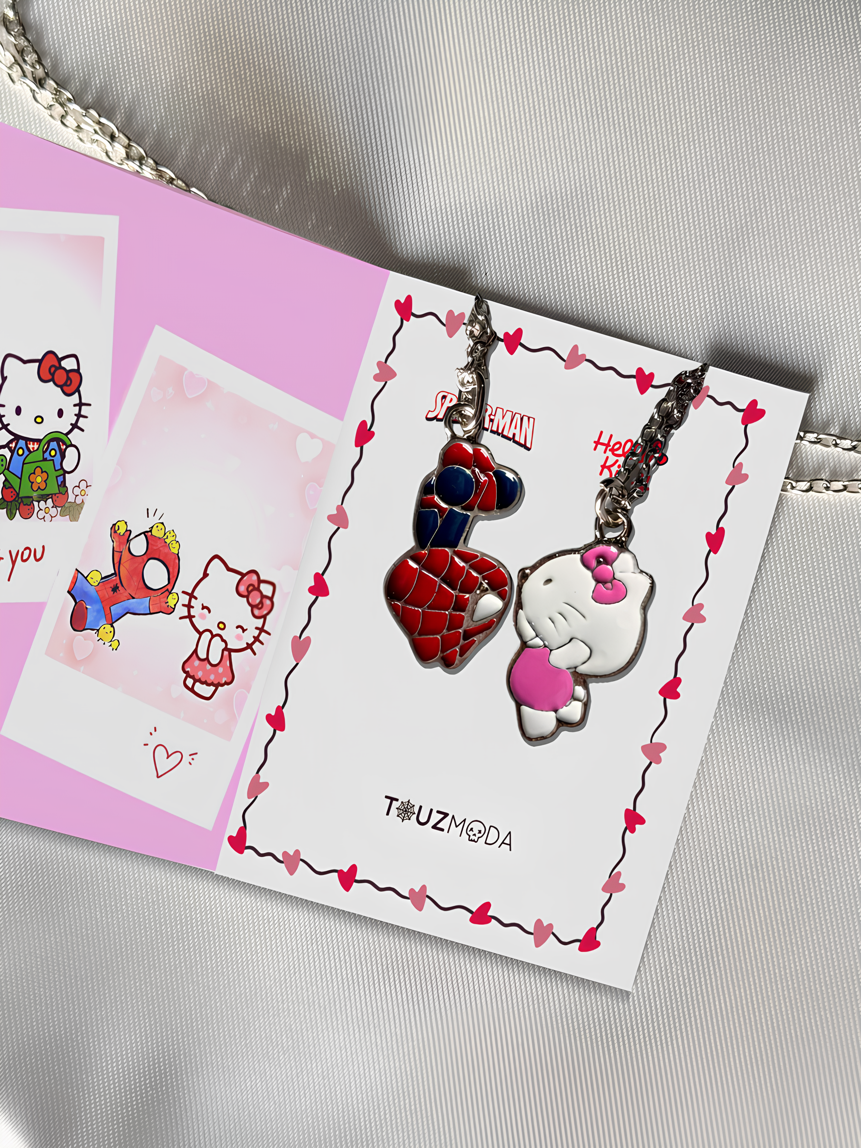 Spiderman & Hello Kitty 2 li Zincir Kolye