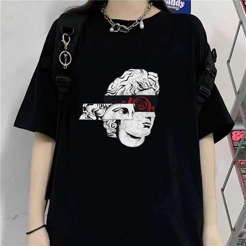 Statue Rose Siyah Unisex Oversize T-shirt