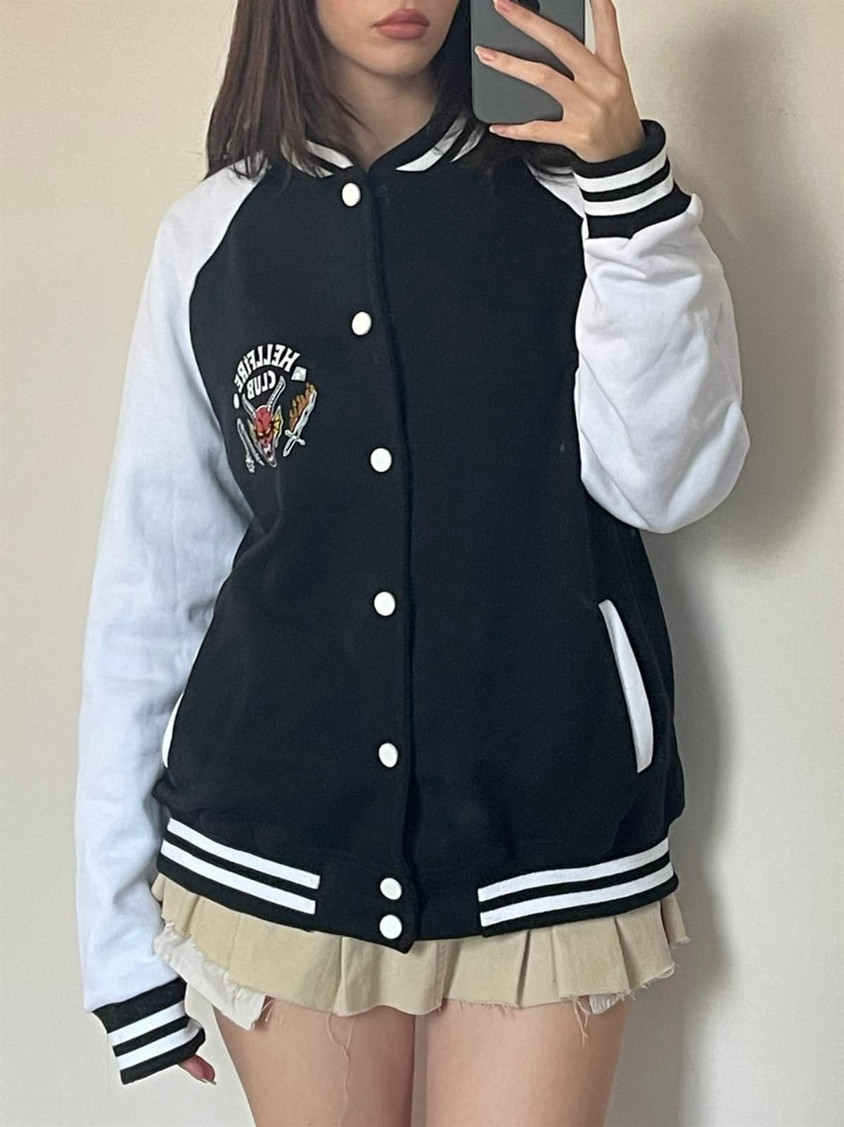 Stranger Things Hell Fire Club Unisex Oversize Kolej Ceket