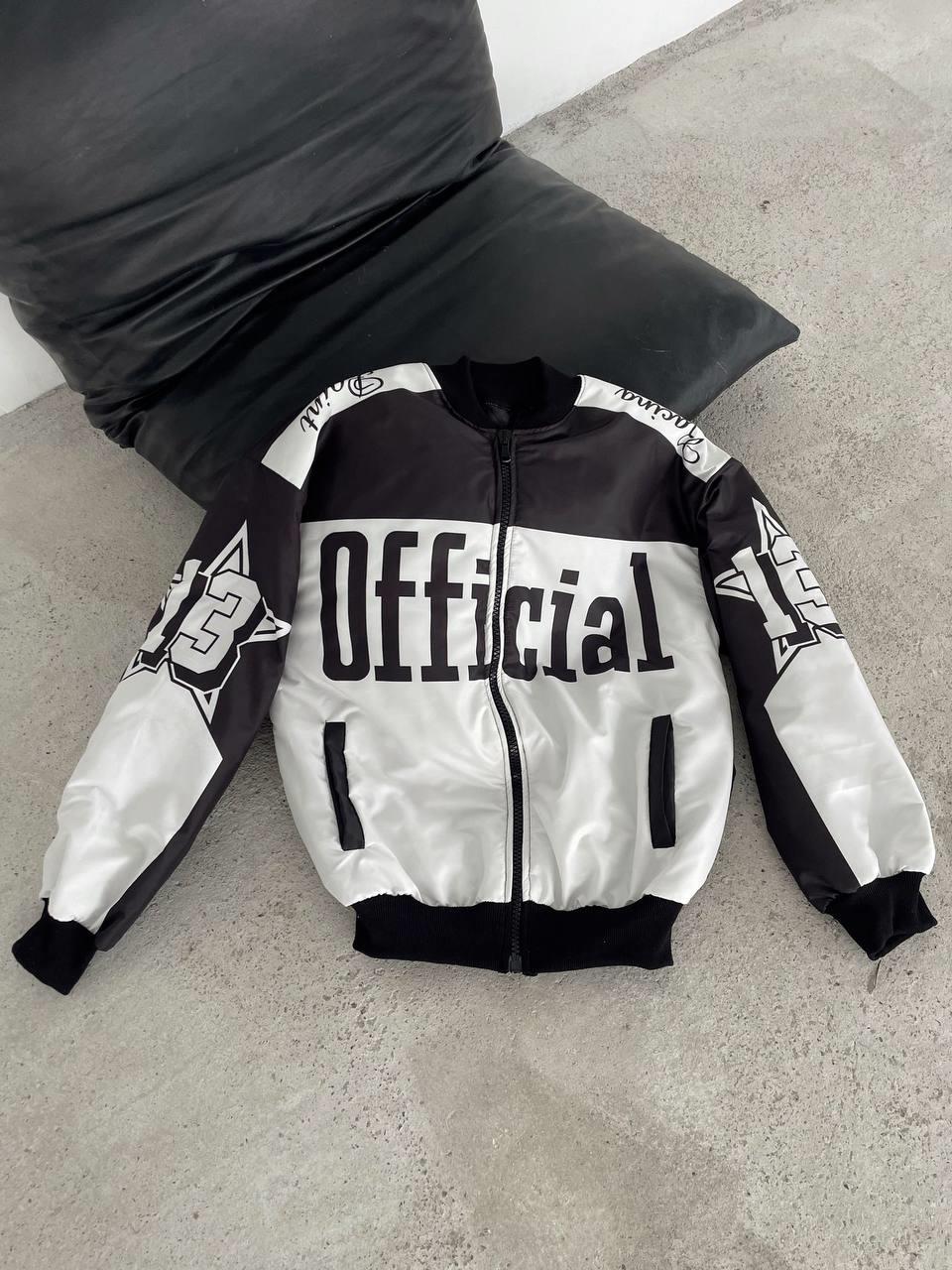 Streetwear Unisex İçi Astarlı Official Yarışçı Beyaz Bomber Ceket