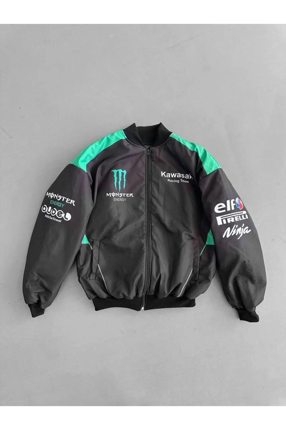 Streetwear Unisex İçi Astarlı Vintage Yarışçı Bomber Ceket