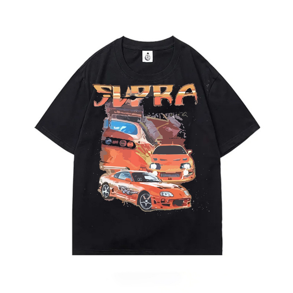 Supra Street Style Oversize Unisex Siyah T-Shirt