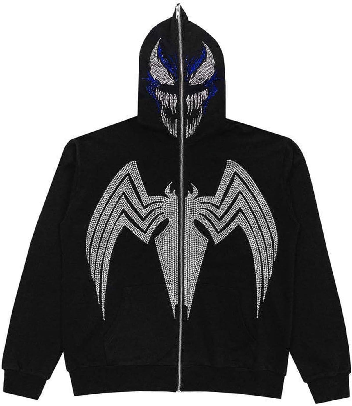 Taşlı Spider Tam Fermuarlı Zip Detaylı Streetweat Oversize Hırka