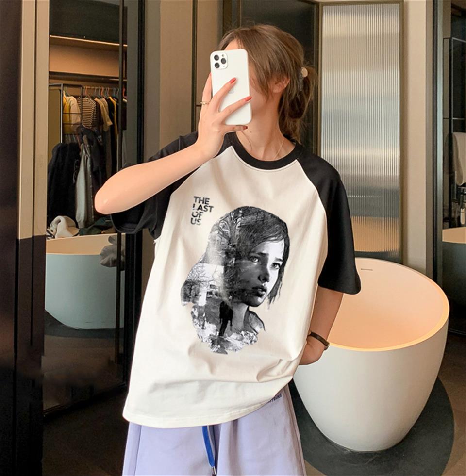 The Last Of Us Baskılı Reglan Kol Beyaz Unisex Oversize T-shirt