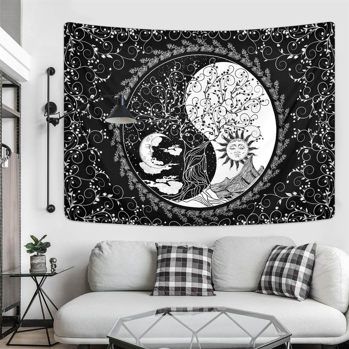 Touz 70 x 100 Cm Moon And Sun Ying Yang Duvar Halısı