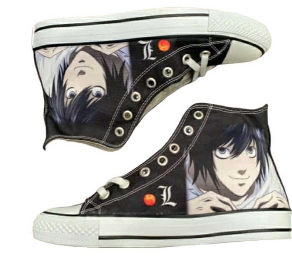 Touz Death Note Face And L Uzun Unisex Canvas Ayakkabı