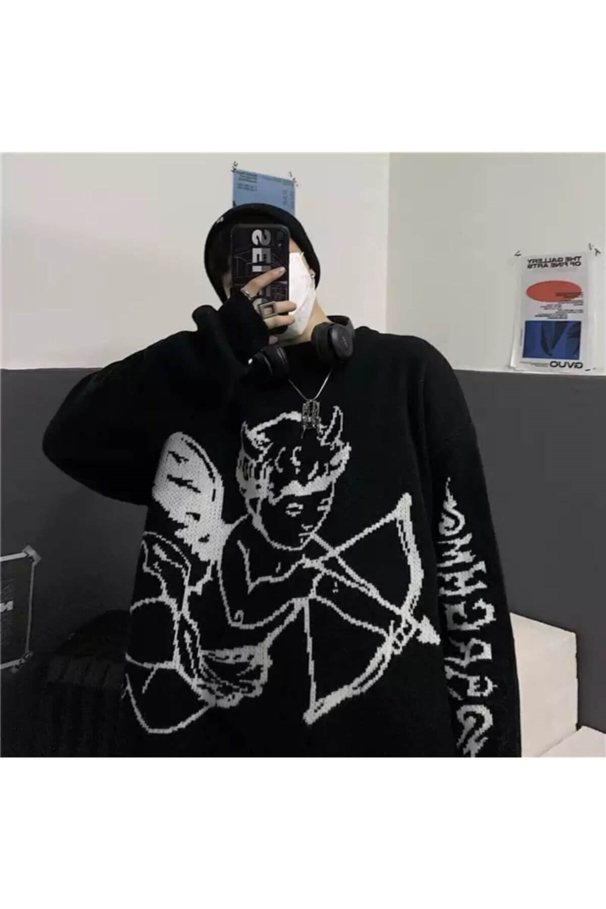 Touz Eros Siyah Oversize Kazak