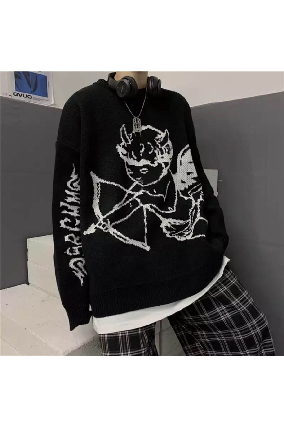 Touz Eros Siyah Oversize Kazak