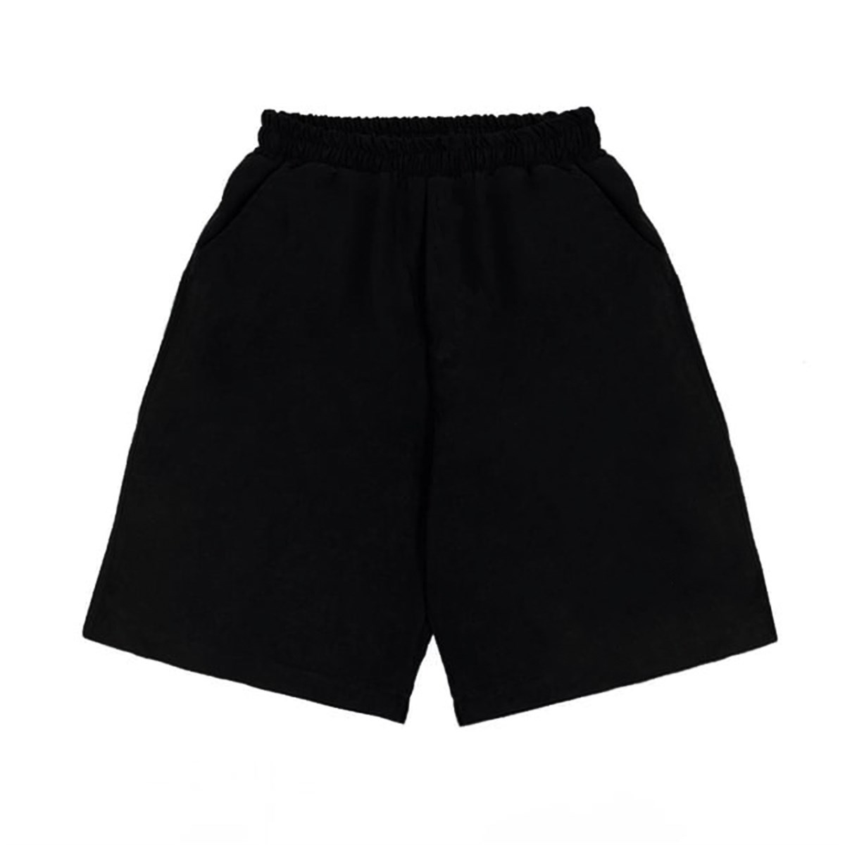 Touz Harajuku Düz Siyah Penye Unisex Şort