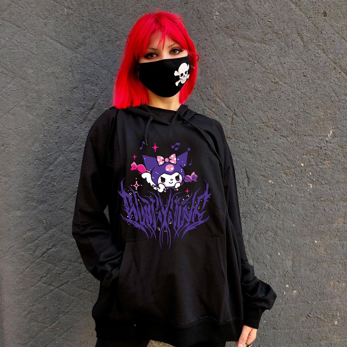Touz Harajuku Kuromi Gotik (Unisex) Kapşonlu