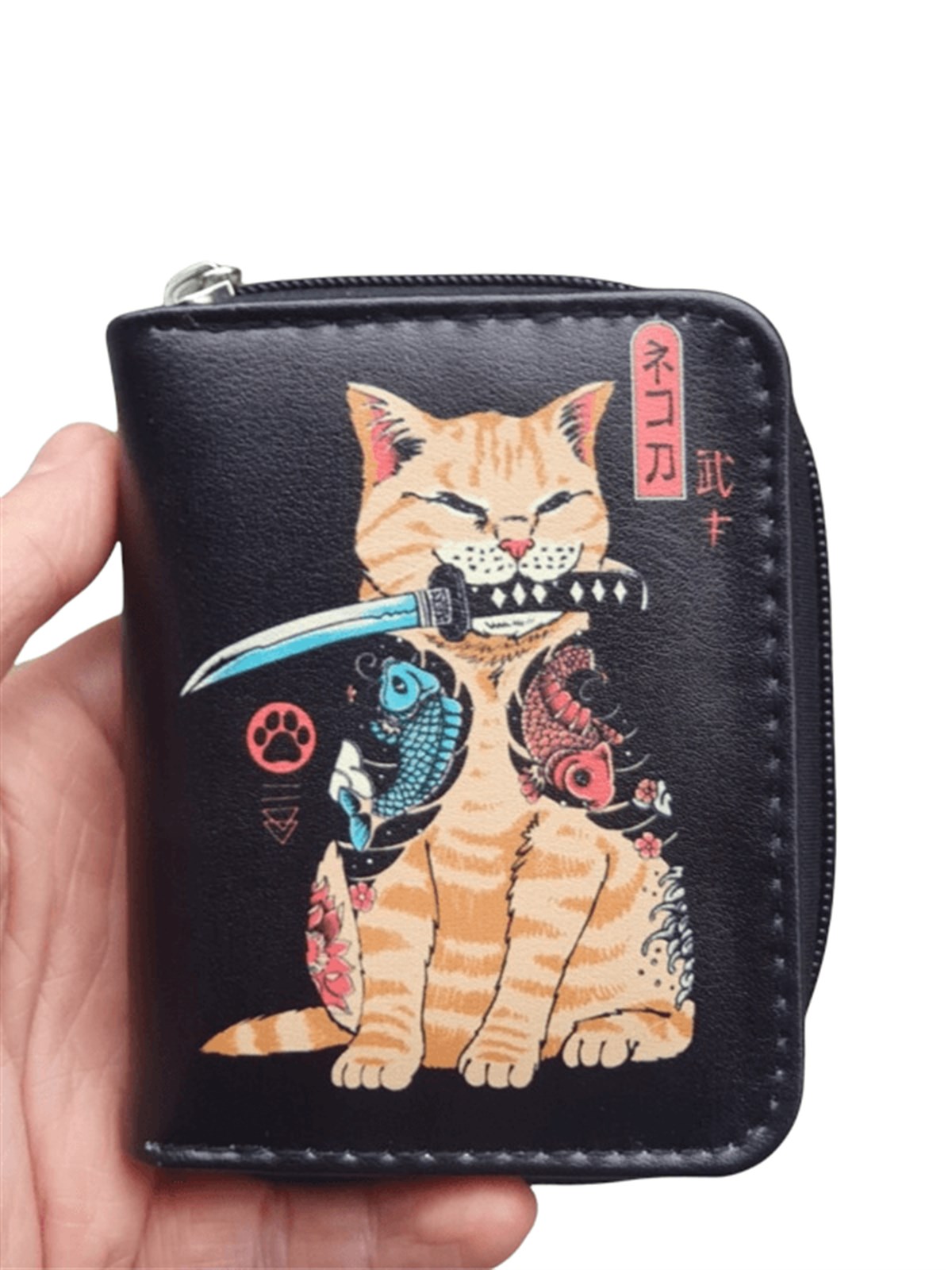 Touz Katana Samurai Cat Kısa Cüzdan
