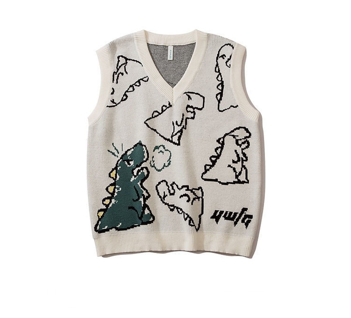 Touz Kawaii Harajuku Beyaz Dinazor Unisex Süveter