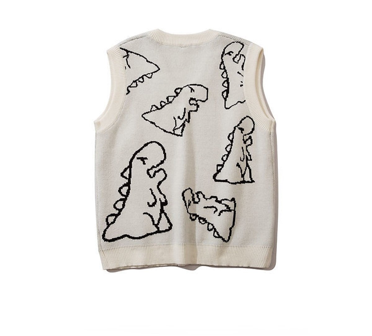Touz Kawaii Harajuku Beyaz Dinazor Unisex Süveter