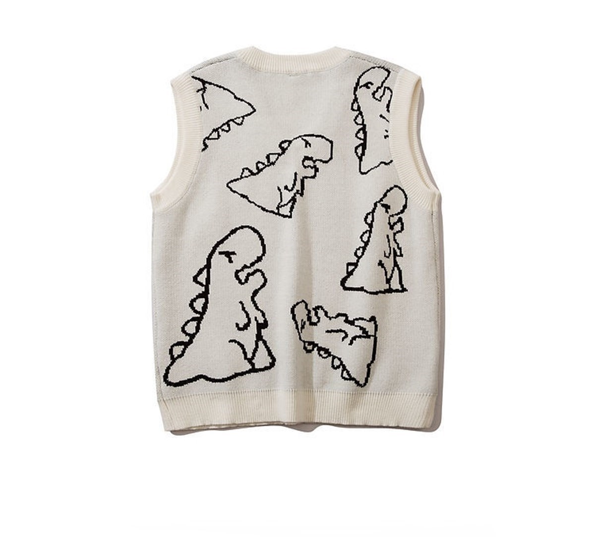 Touz Kawaii Harajuku Beyaz Dinazor Unisex Süveter