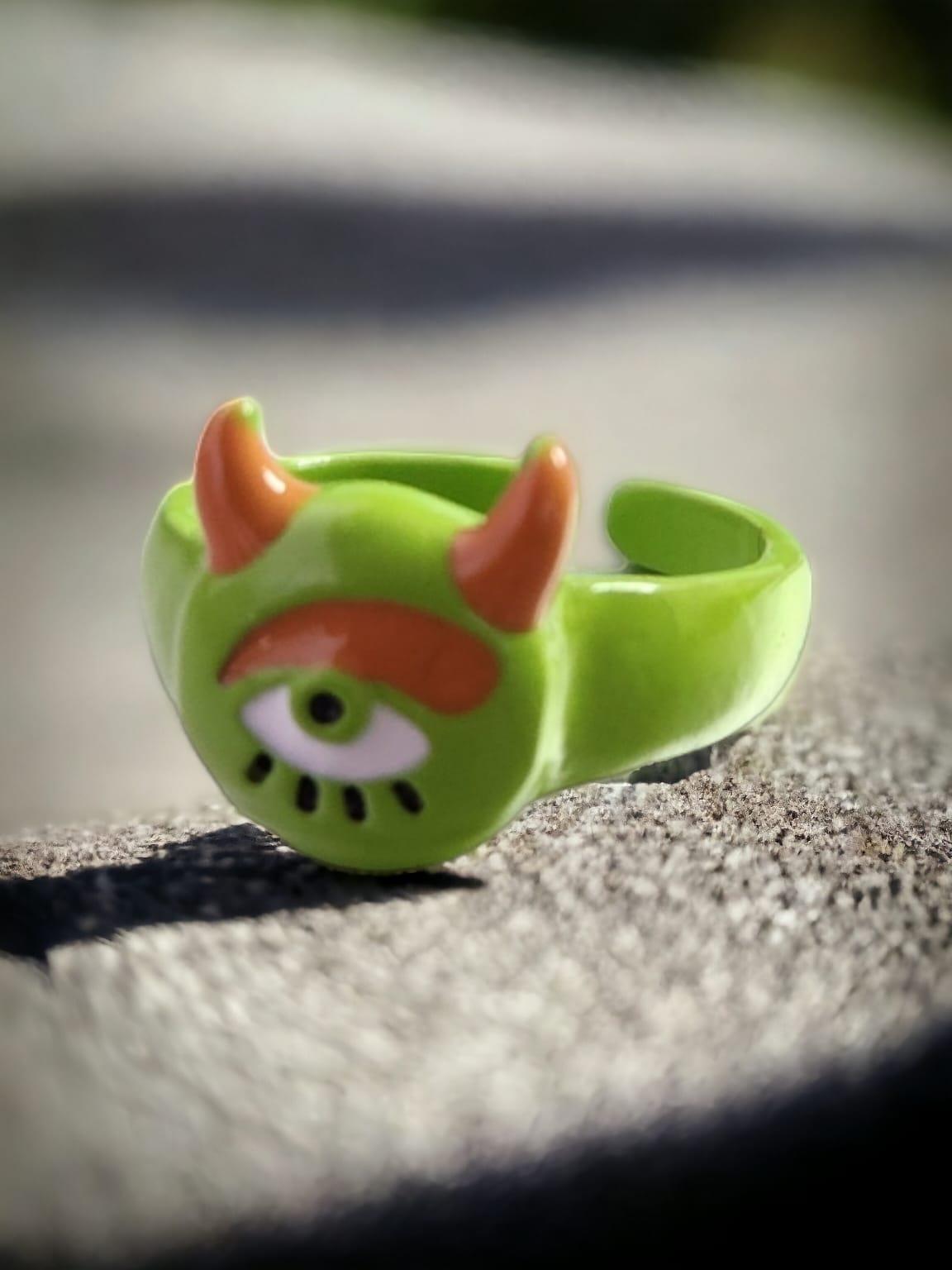 Touz Monster Yeşil Renk Ayarlanabilir Yüzük