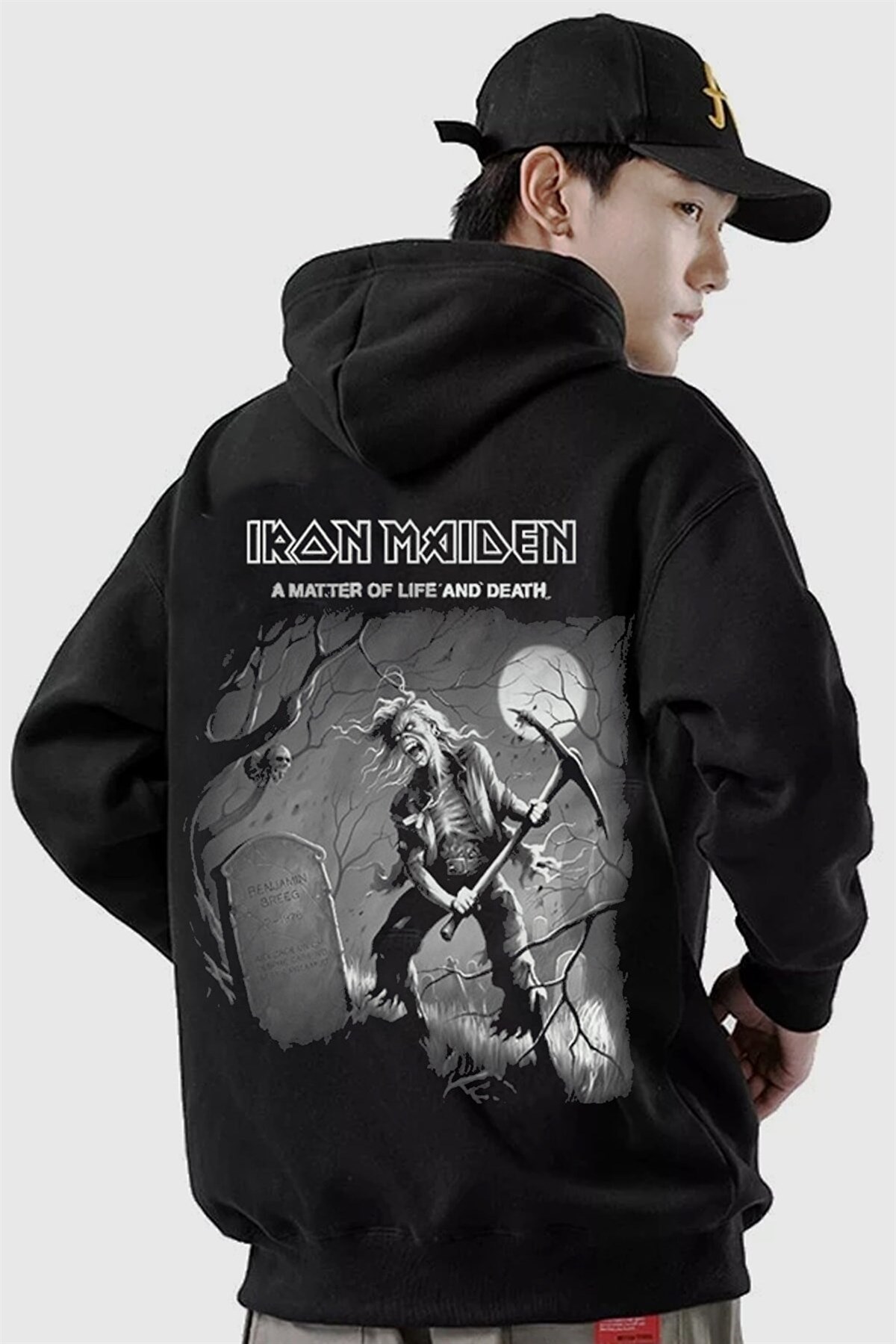 Touz Siyah Renk Iron Maiden Unisex Rock Hoodie