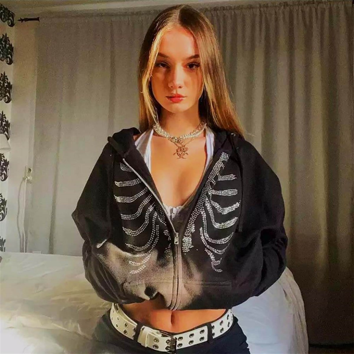 Touz Skeleton Gotik (Unisex) Kapşonlu