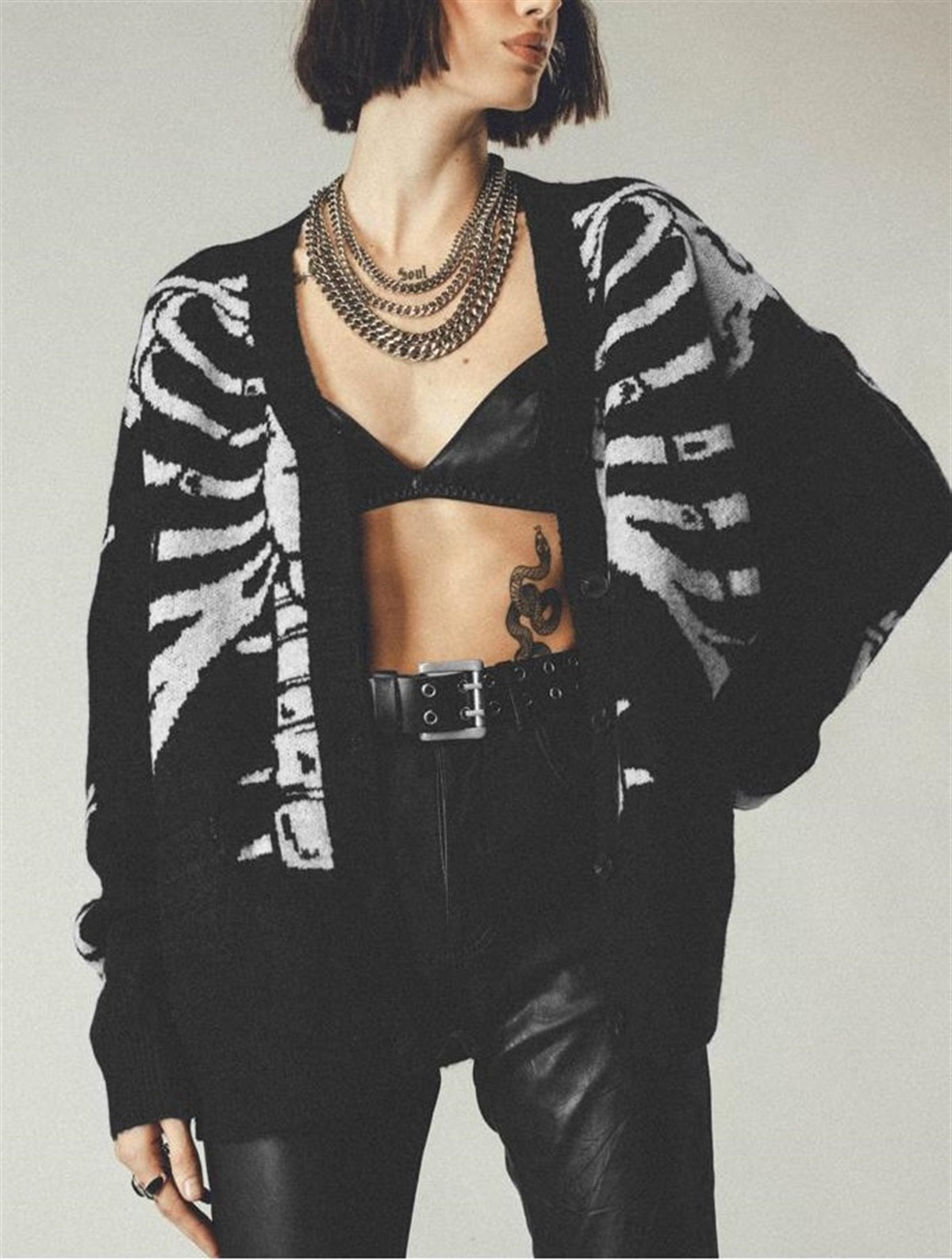 Touz Skull Oversize Unisex Siyah Hırka