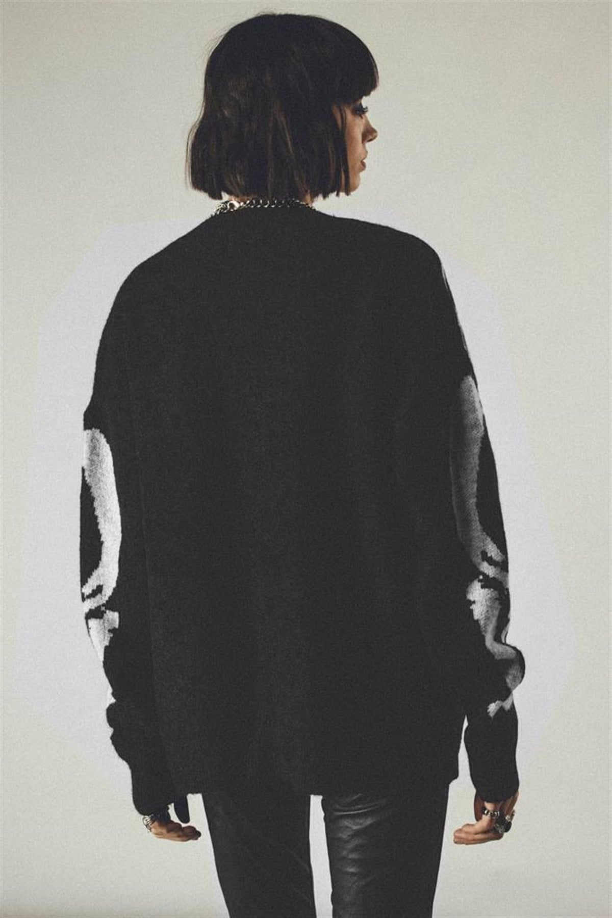 Touz Skull Oversize Unisex Siyah Hırka