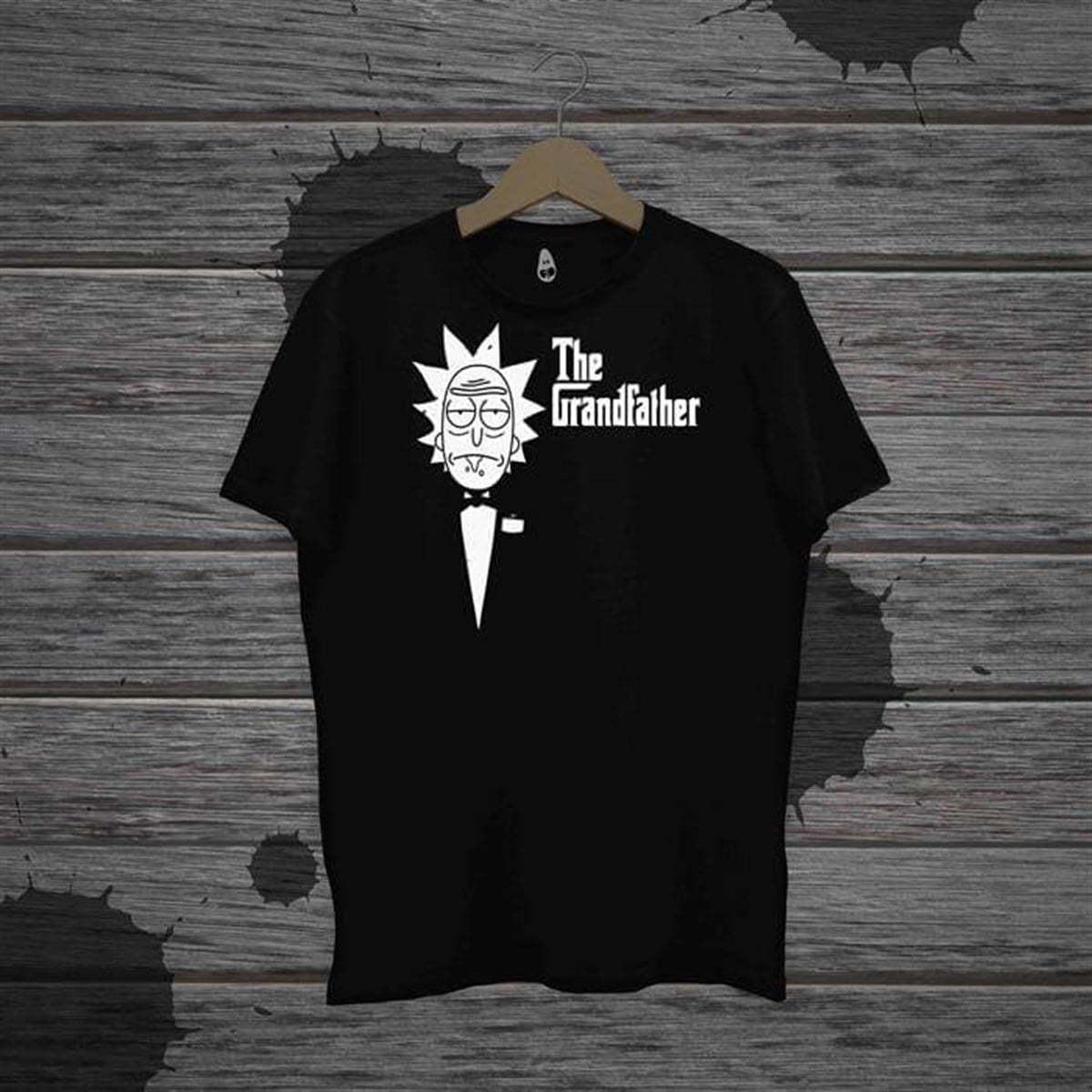 Touz Unisex Siyah Grandfather Baskılı T-shirt