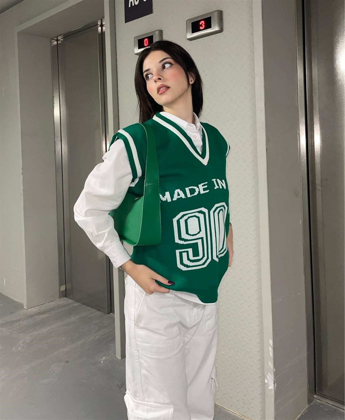 Touz Vintage Yeşil 90 s Unisex Süveter