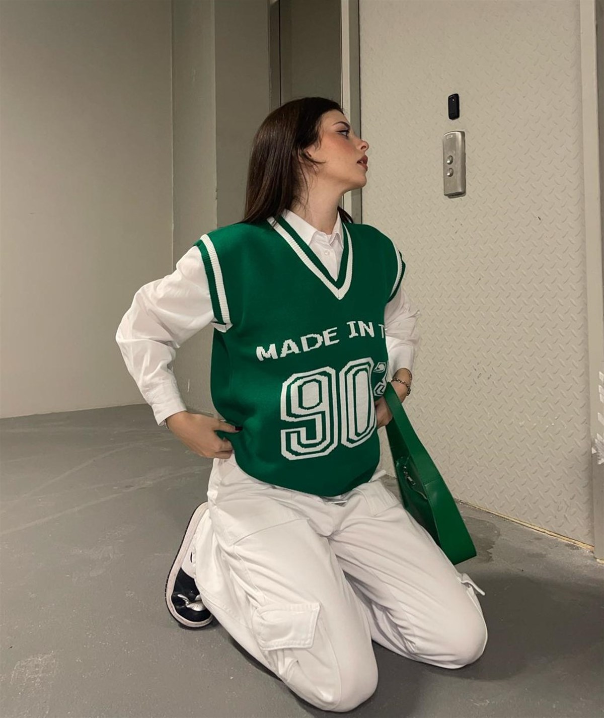 Touz Vintage Yeşil 90 s Unisex Süveter