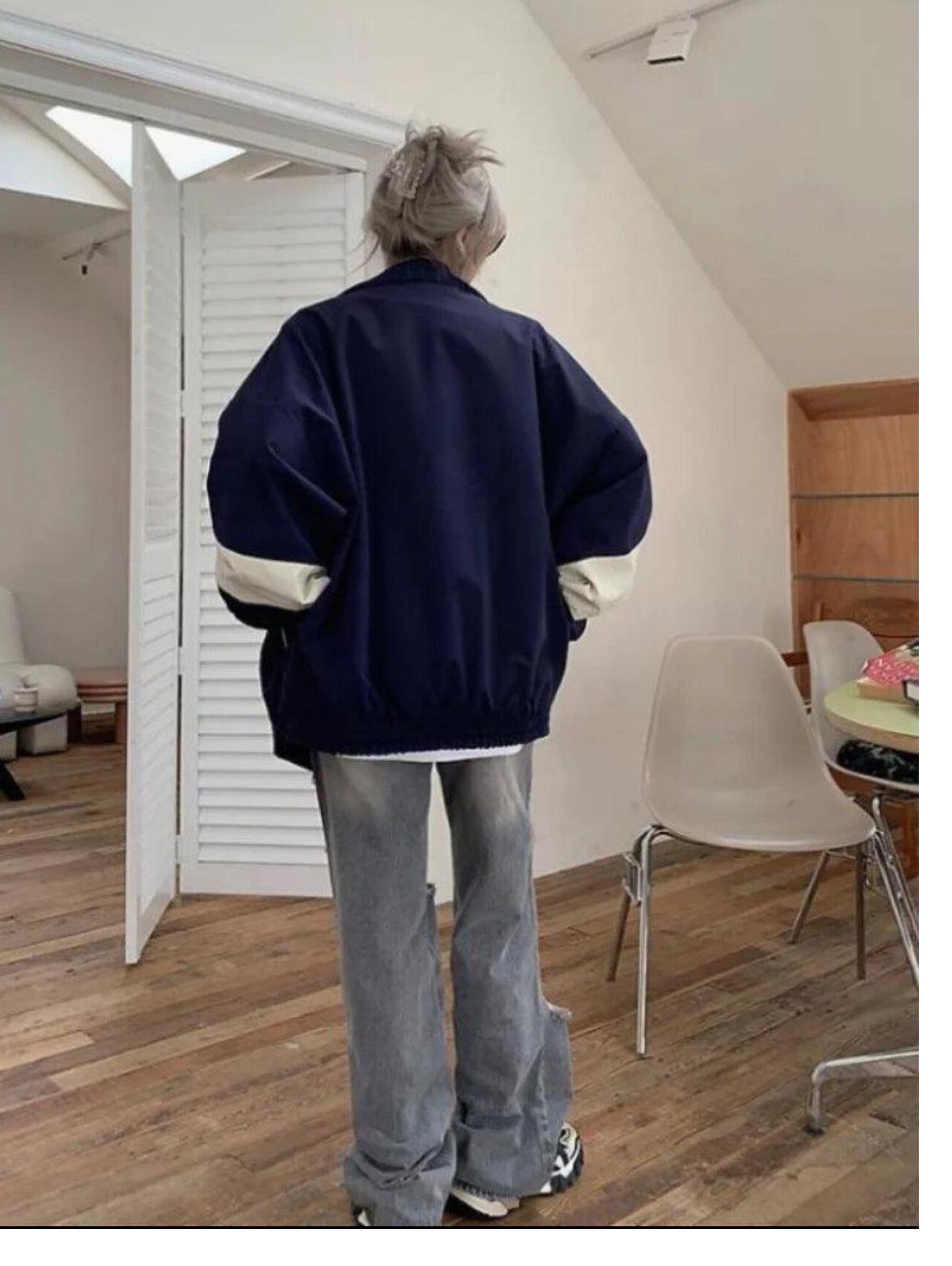 Vintage Baggy Paraşüt Kumaş Kolej Ceket Eşofman