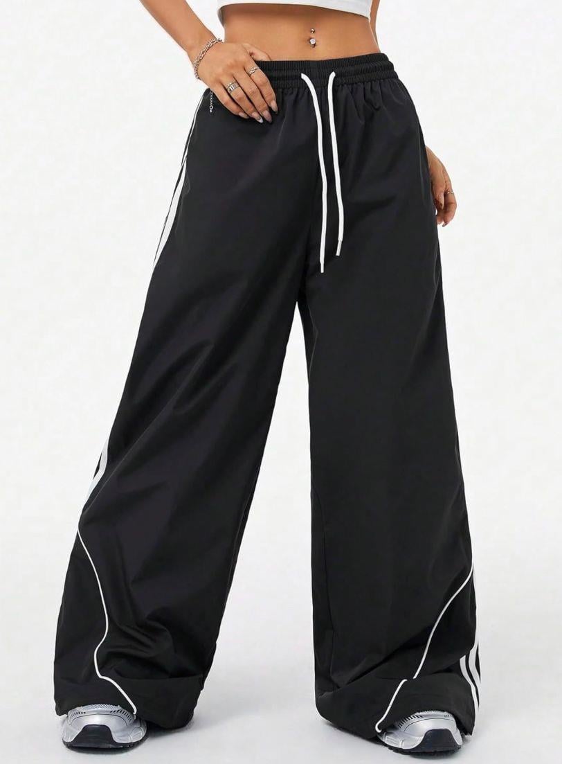 Y2K Detail Unisex Black Eşofman Altı