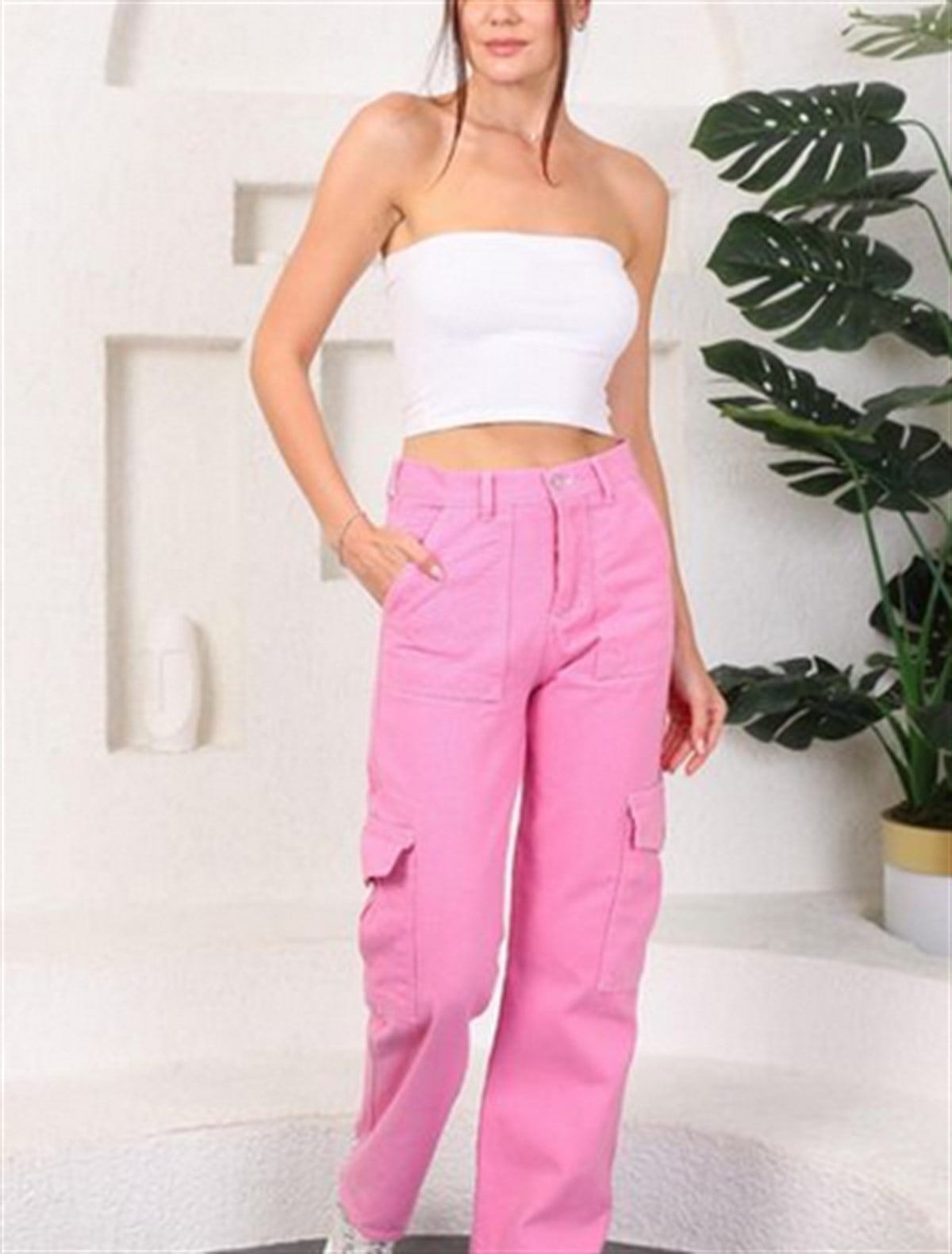 Y2K PEMBE KARGO PANTOLON
