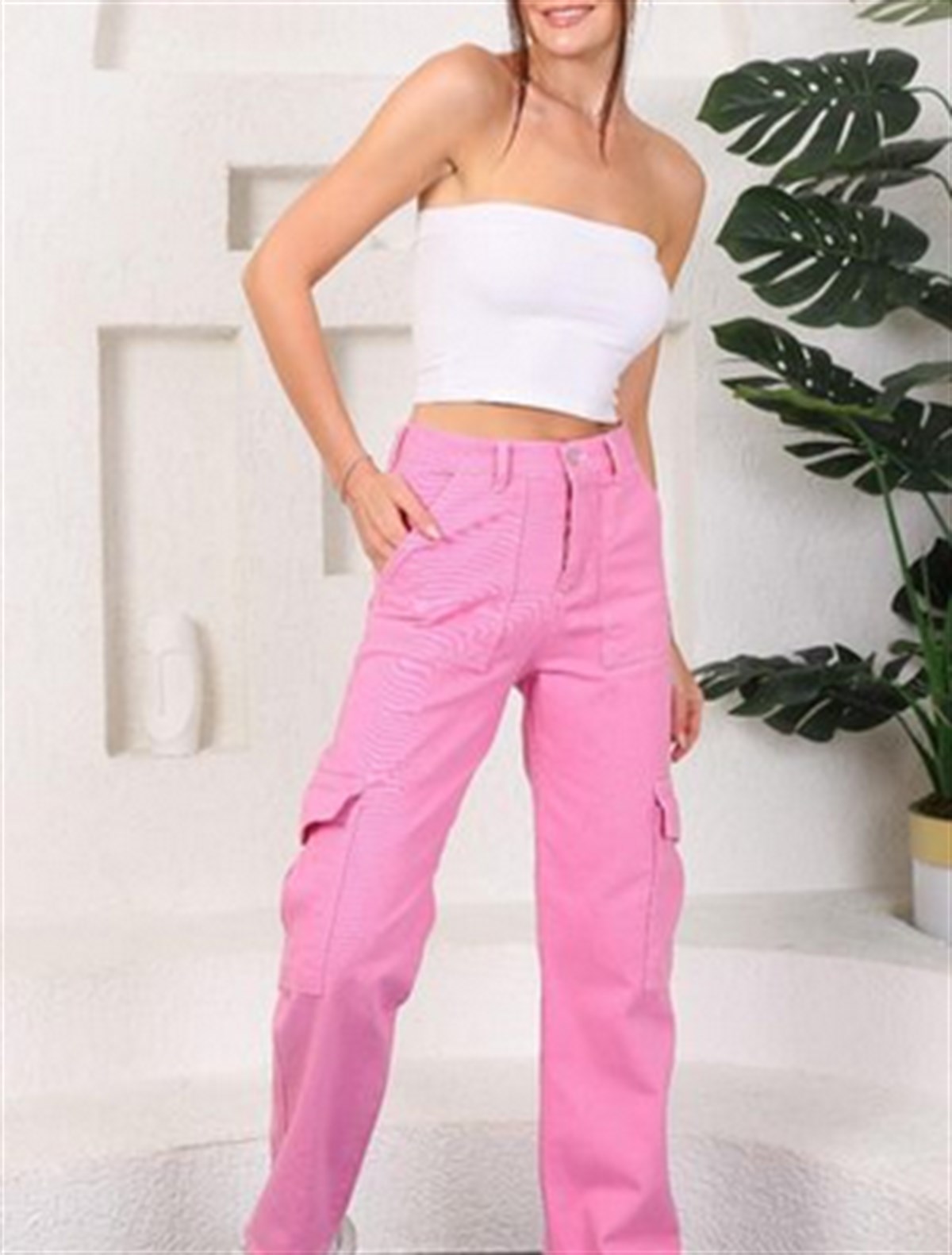 Y2K PEMBE KARGO PANTOLON