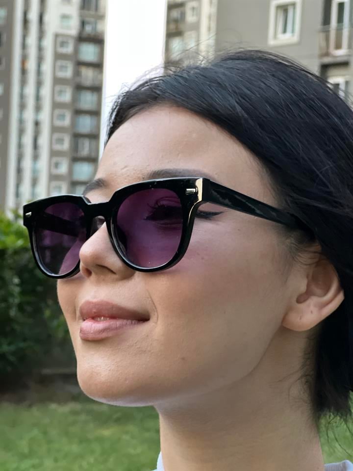 Y2K Tarz Klasik Model Siyah UV Korumalı Leopar Desenli Güneş Gözlüğü 