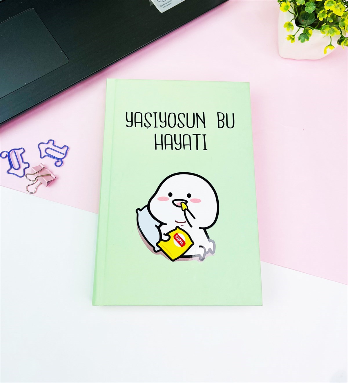Yaşıyosun Bu Hayatı Kalın Kitap Görünümlü Defter Ve Bez Çanta Set
