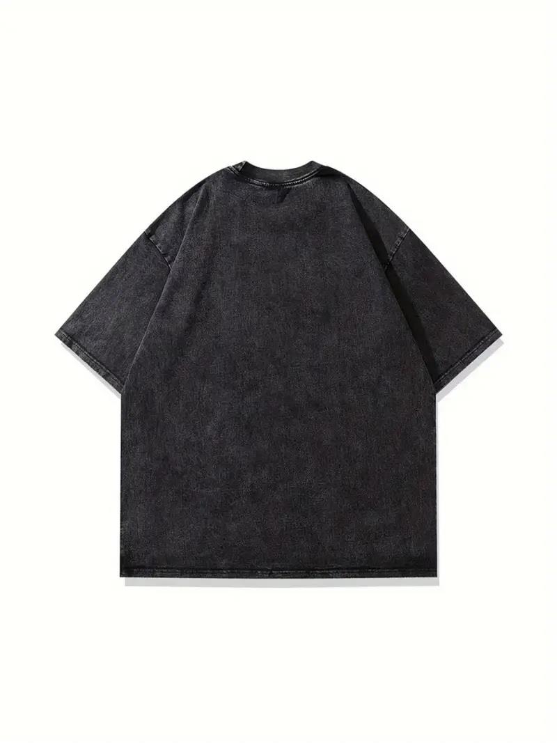 Yıkamalı Distressed Baskılı Unisex Oversize Vintage T-shirt