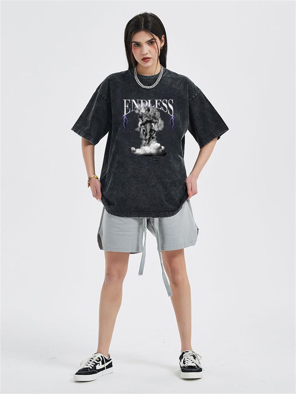 Yıkamalı Endless Unisex Eskitme T-shirt
