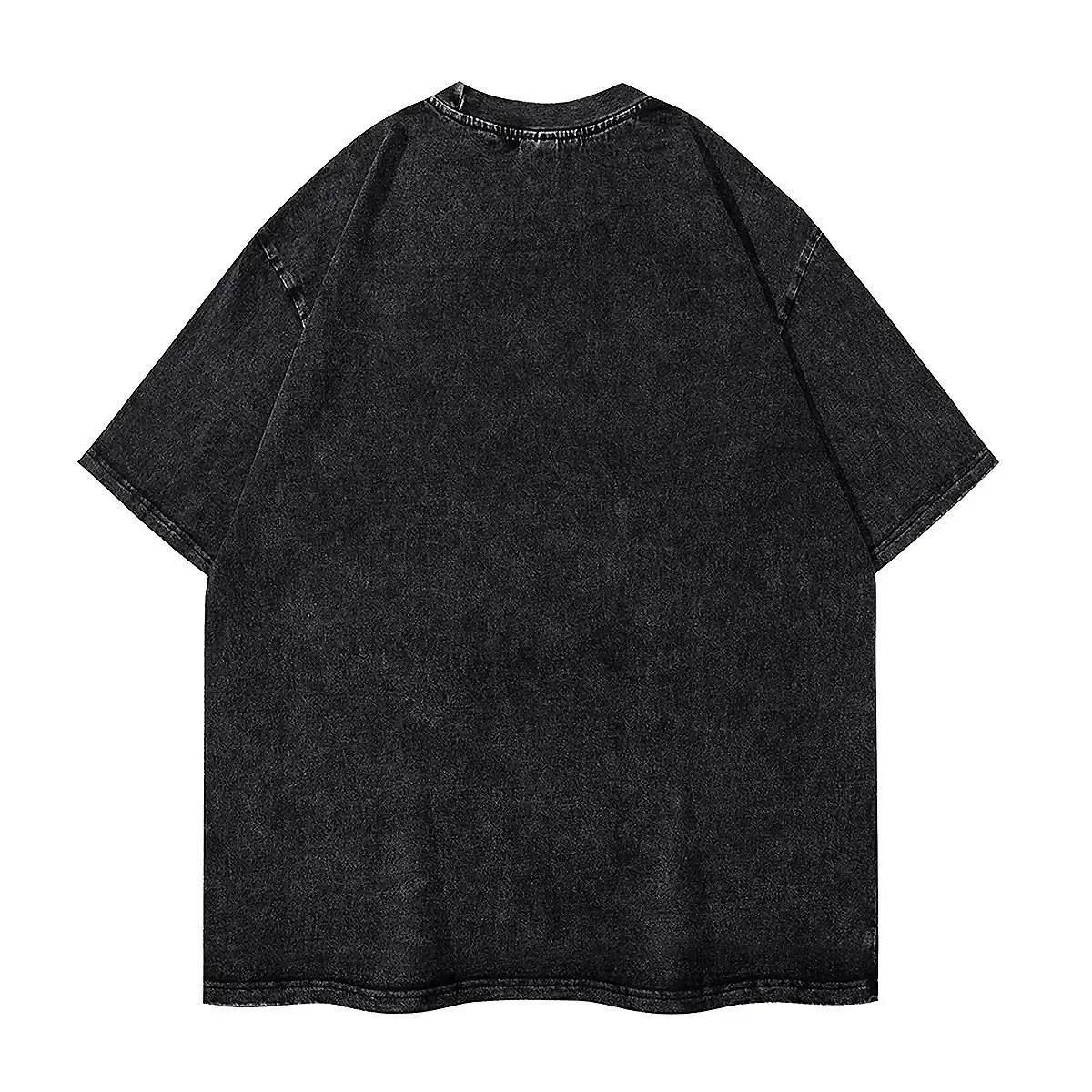 Yıkamalı Portre Baskılı Unisex Oversize Vintage T-shirt