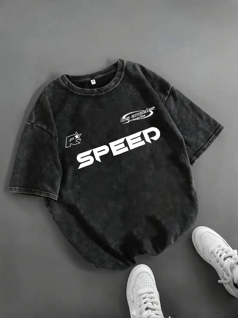 Yıkamalı Speed Oversize Vintage T-shirt