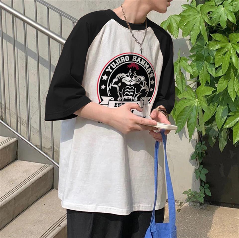 Yujiro Hanmas GYM Baskılı Reglan Kol Beyaz Unisex Oversize T-shirt