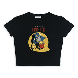  Adventure Time Finn And Jake Baskılı Siyah Crop