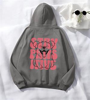  Animal Antrasit Baskılı Kapşonlu Sweatshirt