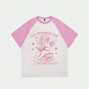  Beyaz Unisex Pembe Reglan Valentines T-Shirt