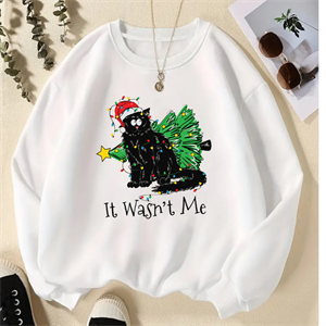  New Year Christmas its Wasnt Me Beyaz Unisex Oversize Bisiklet Yaka Sweatshirt