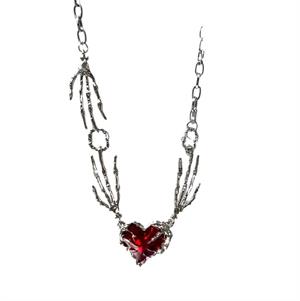  Punk Heart Skeleton Hand Kolye Gümüş Renk Kolye